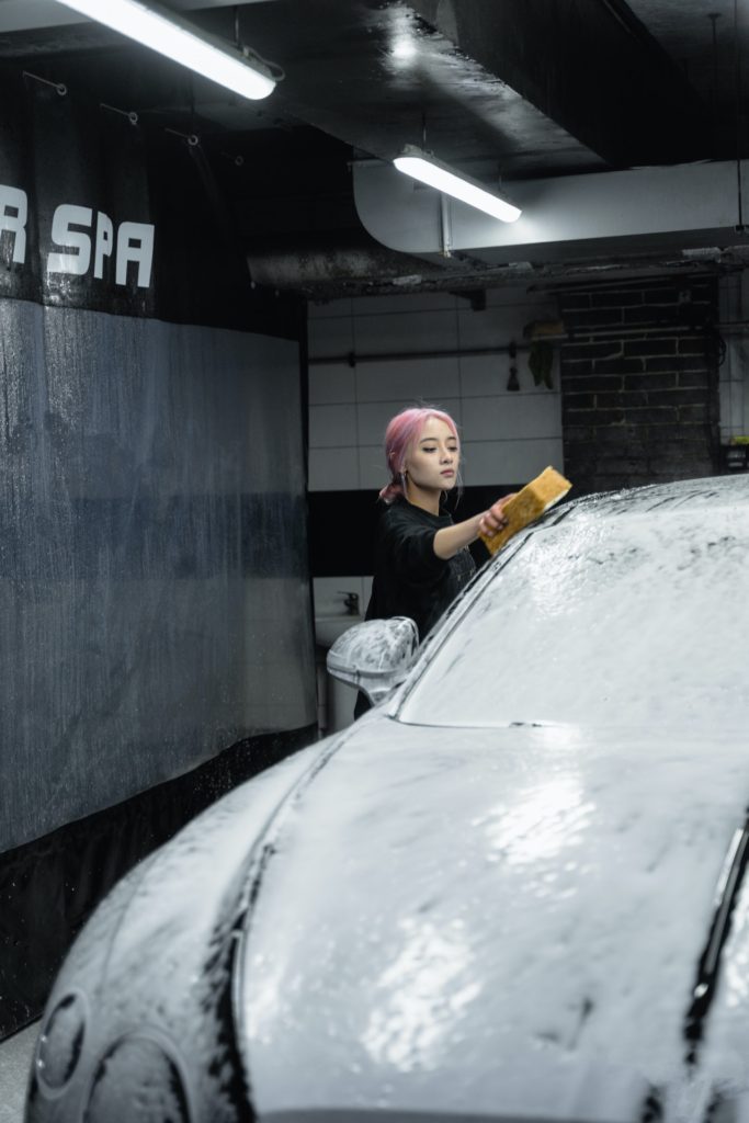 Sponge Car - Girl Washing the Car