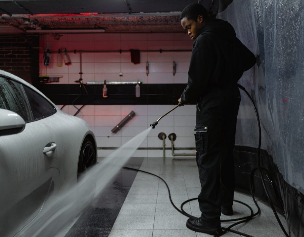 Sponge Car - A Man Washing the Car
