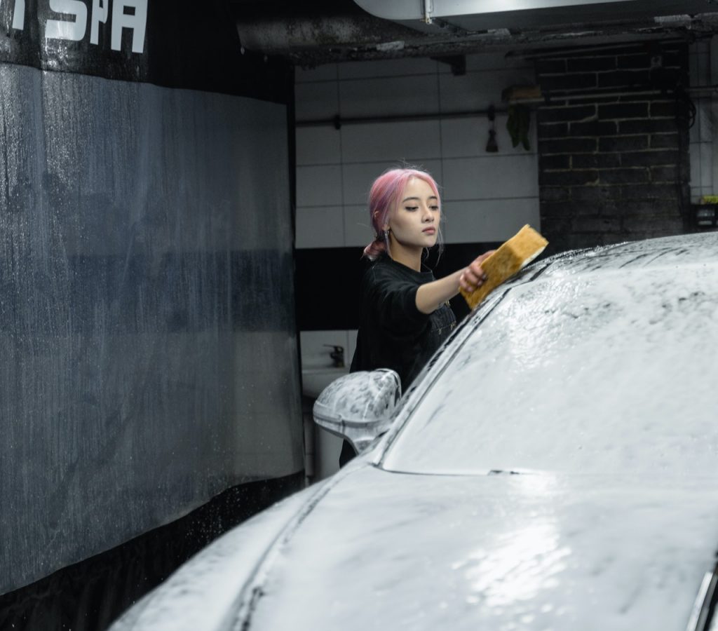 Sponge Car - Girl Washing the Car